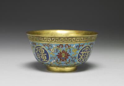 图片[2]-Gilt copper bowl with cloisonne enamel decor and birthday inscriptions “wan shou wu jiang (ten thousand long lives without boundary)”, Qing dynasty (1644-1911)-China Archive